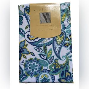 Newbridge Blue Paisley Indoor Outdoor Fabric Tablecloth Shabby Chic 60x102 New